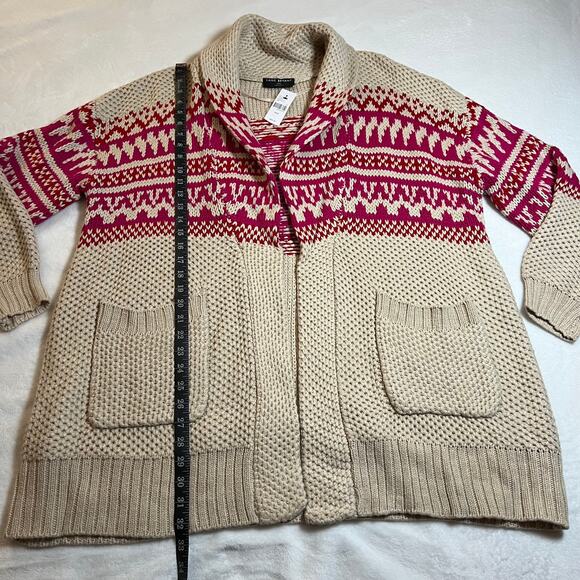 Lane Bryant Shawl Collar Jacquard Cardigan Size 18/20 Open Front Long Line NEW - Picture 11 of 11